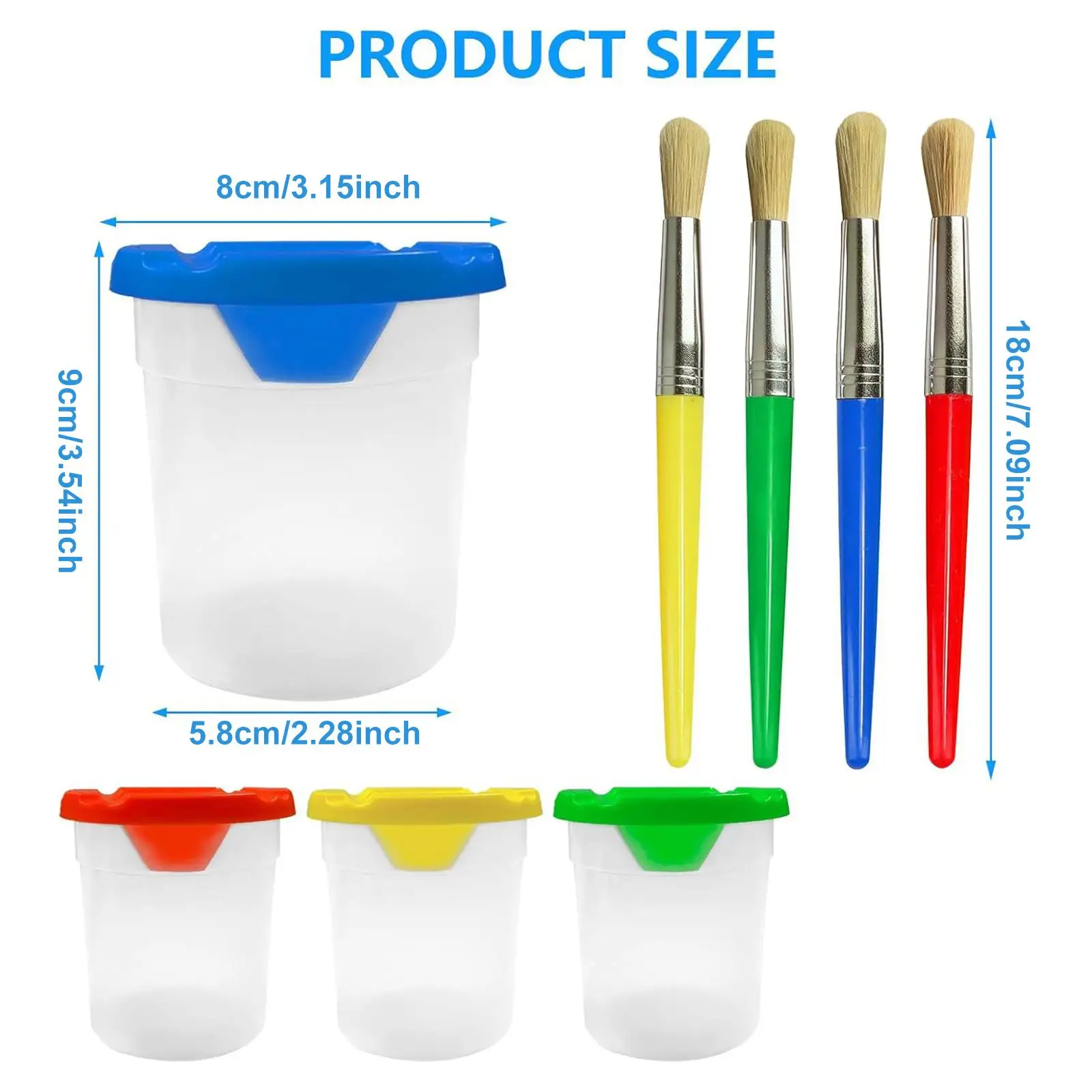 4 Set Paint Cups with Brushes Painting Containers for Child Crafts Classroom
4 Set Paint Cups with Brushes Painting Containers for Child Crafts Classroom