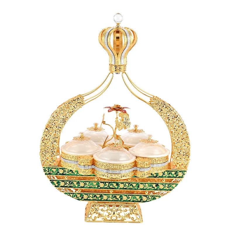 Zml retro five-compartment dried fruit box - electroplated crown design
Zml retro five-compartment dried fruit box - electroplated crown design
