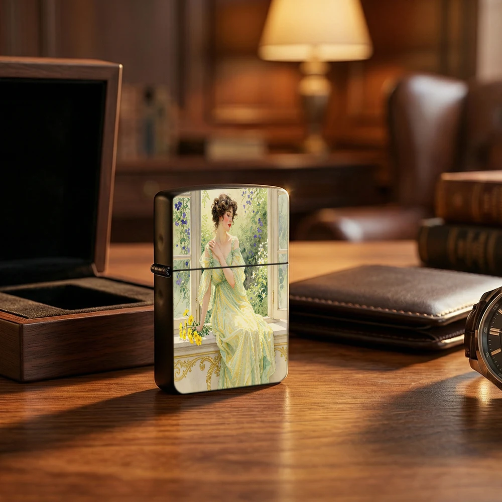 Vintage Floral Woman Yellow Dress Window Scene Flip Top Lighter
Vintage Floral Woman Yellow Dress Window Scene Flip Top Lighter