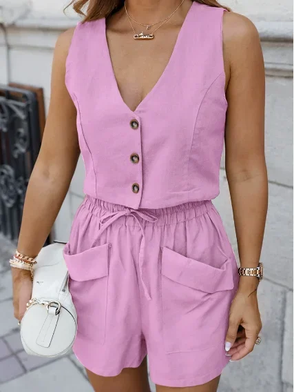 CPSYMYM Two Piece Set Women Outfit Summer Cotton Linen Sleeveless Crop Vest Top High Waist Pocket Design Casual Shorts Set
CPSYMYM Two Piece Set Women Outfit Summer Cotton Linen Sleeveless Crop Vest Top High Waist Pocket Design Casual Shorts Set