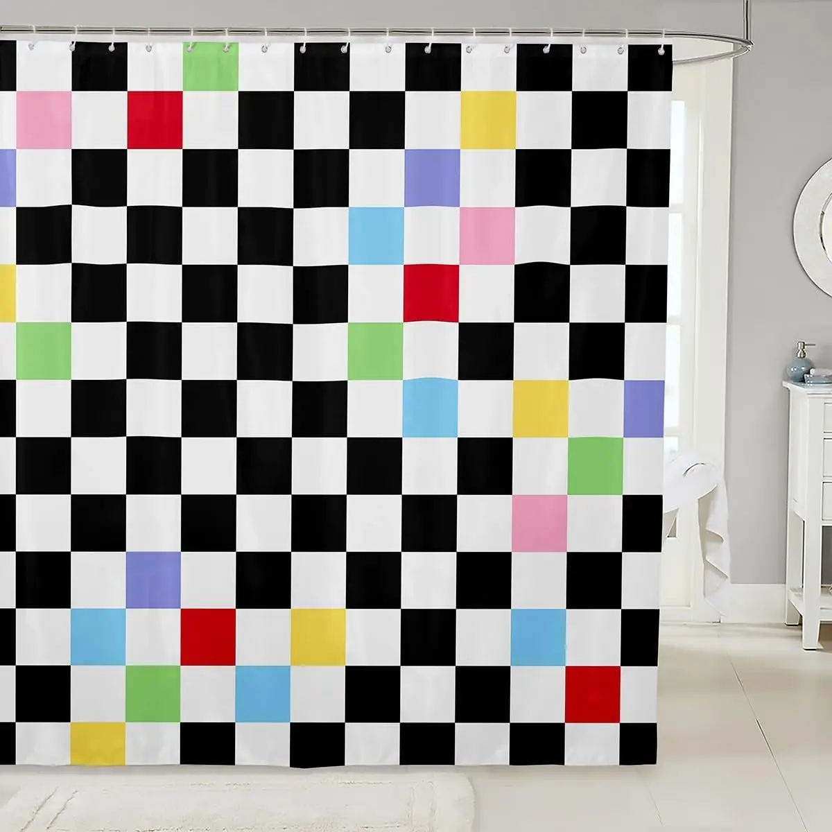 Geometric Plaids Patchwork Kids Shower Curtains,Abstract Checkerboard Check Bathroom Curtains Boys Girls,Grid Latticed Modern
Geometric Plaids Patchwork Kids Shower Curtains,Abstract Checkerboard Check Bathroom Curtains Boys Girls,Grid Latticed Modern