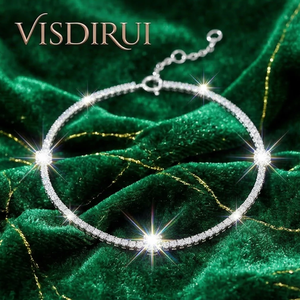VISDIRUI 0.5ct D Color Moissanite Halo Design Bracelet S925 Sterling Silver 5mm Stone Adjustable Fine Jewelry Anniversary Gift
VISDIRUI 0.5ct D Color Moissanite Halo Design Bracelet S925 Sterling Silver 5mm Stone Adjustable Fine Jewelry Anniversary Gift