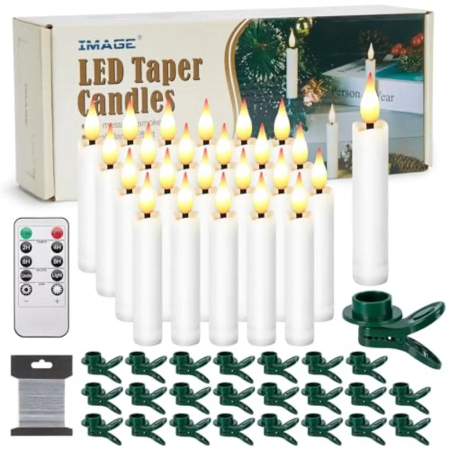 Pcs LED Taper Candles Light Set Floating Effect with Fishing Line Flameless 3D Wick Ivory Candles with Clip-on Christmas Tree D
Pcs LED Taper Candles Light Set Floating Effect with Fishing Line Flameless 3D Wick Ivory Candles with Clip-on Christmas Tree D