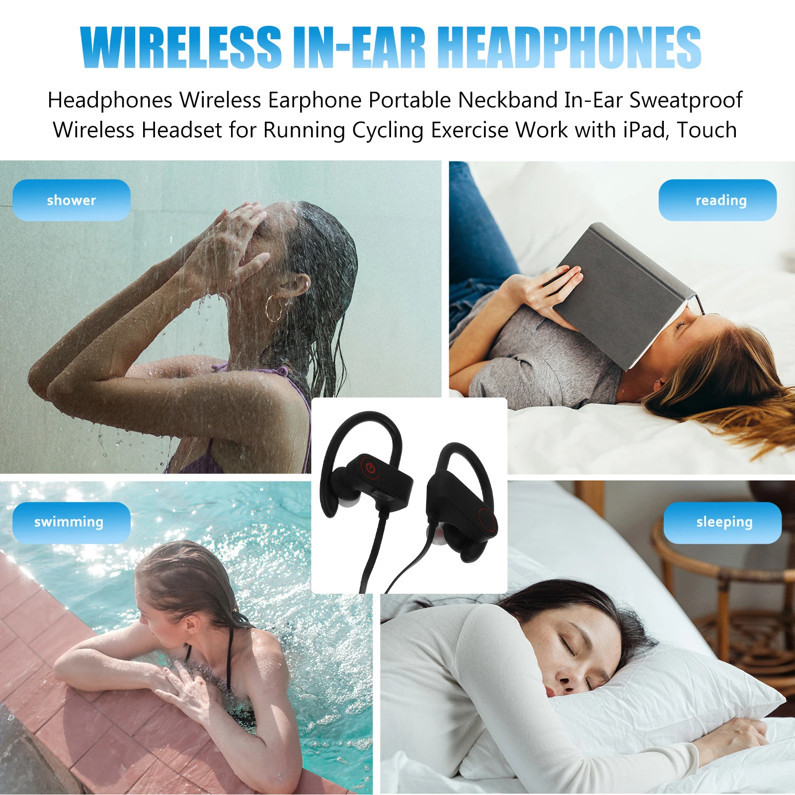 Wireless Headphones Sport Earphone Portable Neckband In-ear Sweatproof Headset V41 for Running Cycling Exercise
Wireless Headphones Sport Earphone Portable Neckband In-ear Sweatproof Headset V41 for Running Cycling Exercise
