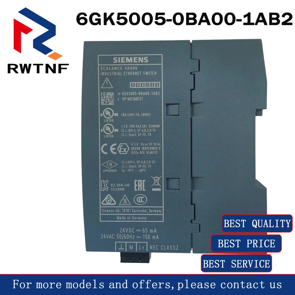 Brand New Genuine 6GK5005-0BA00-1AB2 SIEMENS Industrial Ethernet switch,100% original warehouse stock
Brand New Genuine 6GK5005-0BA00-1AB2 SIEMENS Industrial Ethernet switch,100% original warehouse stock