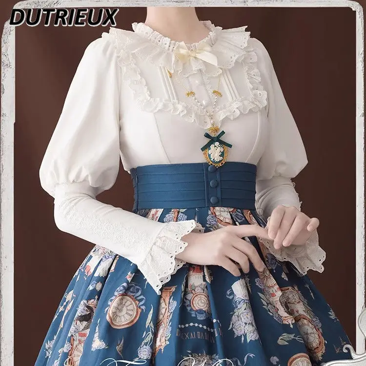 Lolita Tops Autumn and Winter Velvet Warm Women's Inner Shirt Round Neck Ruffle Edge Lamb Long Sleeve Blouse Femme Elegant
Lolita Tops Autumn and Winter Velvet Warm Women's Inner Shirt Round Neck Ruffle Edge Lamb Long Sleeve Blouse Femme Elegant