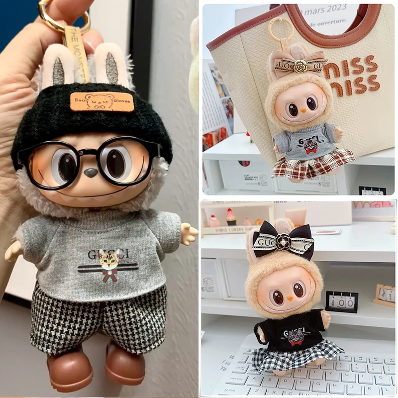 15 17cm For Labubu Doll Luxury Checkered Pattern Pants Outfit Clothing Cute Skirt Dress Shoes Bag Set Ropa Clothes Accessories
15 17cm For Labubu Doll Luxury Checkered Pattern Pants Outfit Clothing Cute Skirt Dress Shoes Bag Set Ropa Clothes Accessories