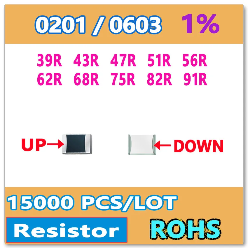 JASNPROSMA 0201 F 1% 15000 шт. 39R 43R 47R 51R 56R 62R 68R 75R 82R 91R smd 0603 резистор OHM высокое качество
JASNPROSMA 0201 F 1% 15000 шт. 39R 43R 47R 51R 56R 62R 68R 75R 82R 91R smd 0603 резистор OHM высокое качество