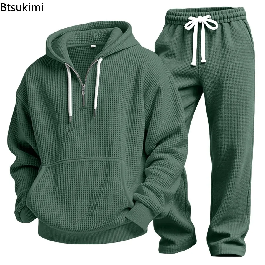 New Men's Solid Color Waffle Set Long Sleeve Shirt Drawstring Long Pants Versatile Daily Sports Casual Two Piece Suit for Male
New Men's Solid Color Waffle Set Long Sleeve Shirt Drawstring Long Pants Versatile Daily Sports Casual Two Piece Suit for Male