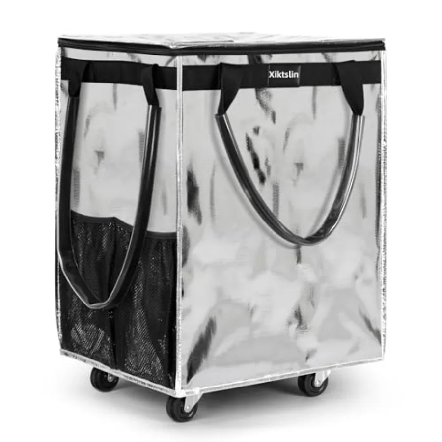 Large Silver Reusable Grocery Bag on 5 Wheels Foldable Rolling Tote for Shopping or Laundry 76lb Capacity 3 Handles Zipper Clos
Large Silver Reusable Grocery Bag on 5 Wheels Foldable Rolling Tote for Shopping or Laundry 76lb Capacity 3 Handles Zipper Clos