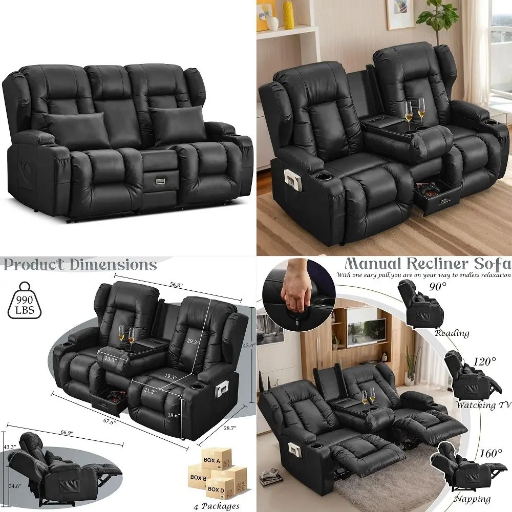 Loveseat Recliner Sofa, Manual Reclining Loveseat Sofa with FlipDown Console, Home Theater RV Recliner Couch with Cup Holders a
Loveseat Recliner Sofa, Manual Reclining Loveseat Sofa with FlipDown Console, Home Theater RV Recliner Couch with Cup Holders a