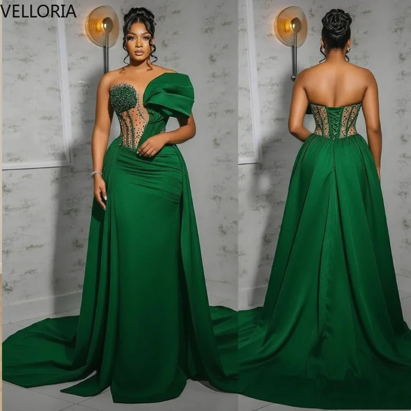 Elegant Green Mermaid Evening Dress Crystal Wrinkle Sweep Train Formal Party Gown Vestido Ball Gown Vestdos De Fiesta Customized
Elegant Green Mermaid Evening Dress Crystal Wrinkle Sweep Train Formal Party Gown Vestido Ball Gown Vestdos De Fiesta Customized