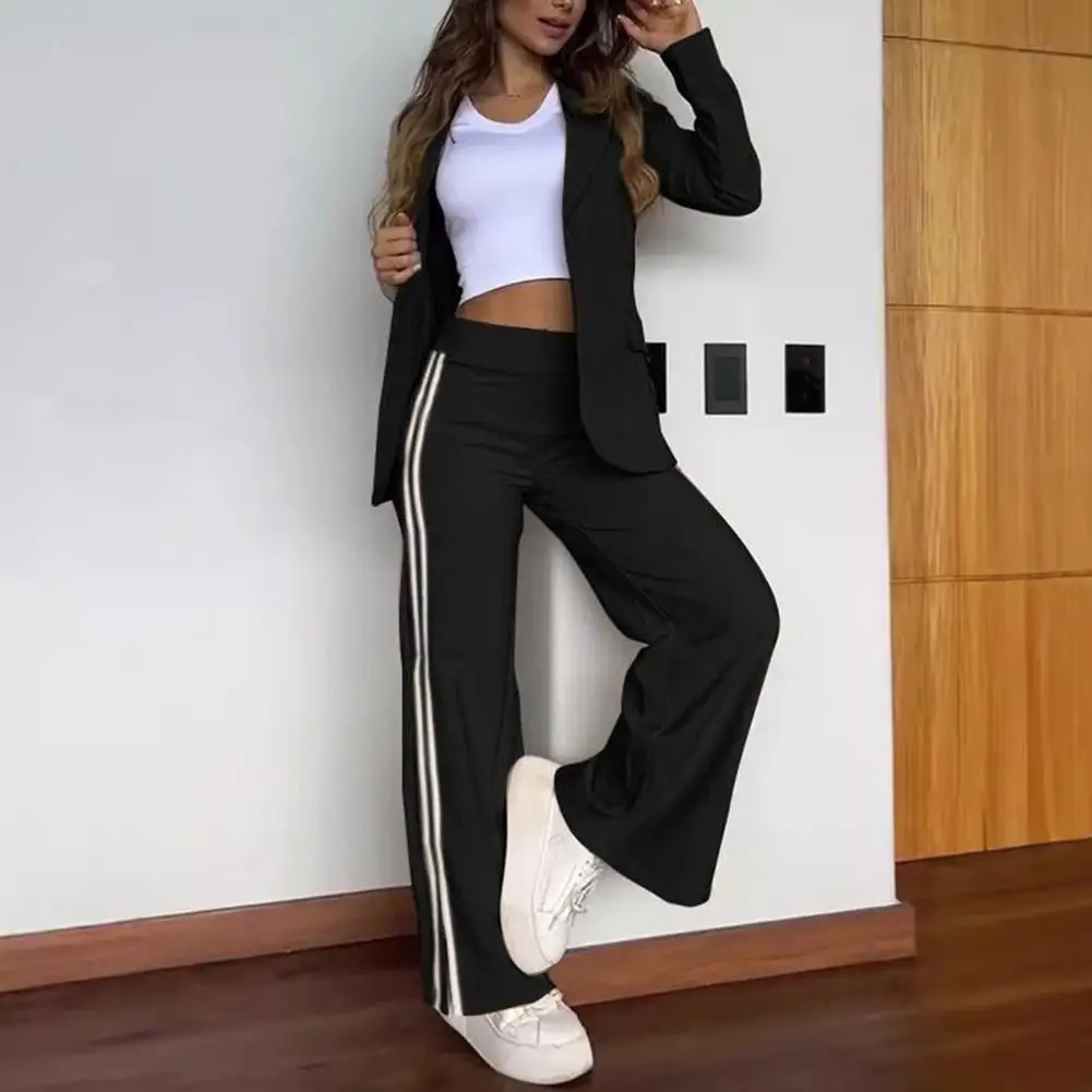Women Striped Splicing Suit Elegant Striped Coat Wide Leg Pants Set for Women Chic Formal Outfit with Turn-down Collar for Wear
Women Striped Splicing Suit Elegant Striped Coat Wide Leg Pants Set for Women Chic Formal Outfit with Turn-down Collar for Wear