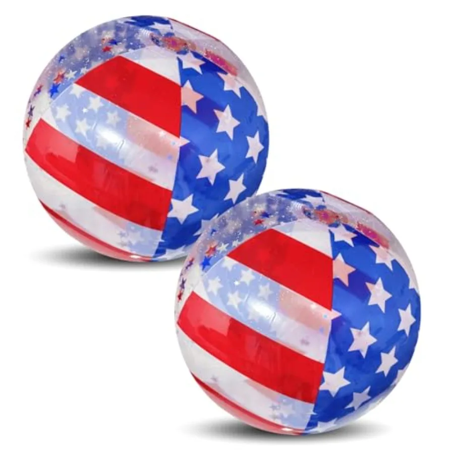 2 Pack Patriotic Beach Balls 20 Inch Inflatable Ball Filled with Stars Confetti 4th of July Summer Inflatable Swimming Pool Par
2 Pack Patriotic Beach Balls 20 Inch Inflatable Ball Filled with Stars Confetti 4th of July Summer Inflatable Swimming Pool Par