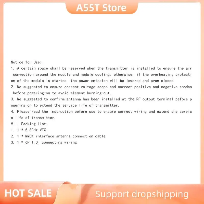 A55T 5,8G 1,6 Вт VTX 48-канальный видеопередатчик 400 МВт 1600 МВт MMCX для гоночного дрона FPV Long Rang
A55T 5,8G 1,6 Вт VTX 48-канальный видеопередатчик 400 МВт 1600 МВт MMCX для гоночного дрона FPV Long Rang