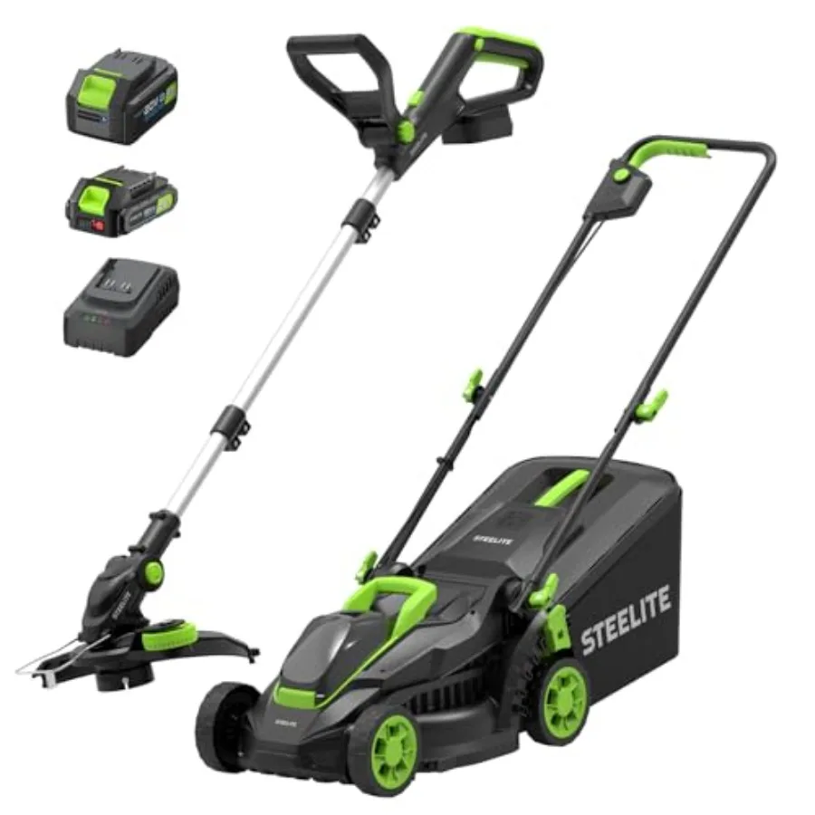 20V Cordless Electric Lawn Mower and String Trimmer Combo 13-Inch Brushless Battery Powered Lawn Mower with 4.0Ah and 2.0Ah Bat
20V Cordless Electric Lawn Mower and String Trimmer Combo 13-Inch Brushless Battery Powered Lawn Mower with 4.0Ah and 2.0Ah Bat