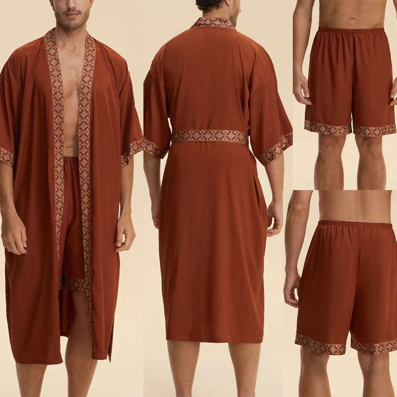 Men Homewear Long Sleeve Robe Pants Rayon Sleepwear Pajamas Suit Print Nightwear Kimono Bathrobe Autumn New Loungewear Pjs
Men Homewear Long Sleeve Robe Pants Rayon Sleepwear Pajamas Suit Print Nightwear Kimono Bathrobe Autumn New Loungewear Pjs