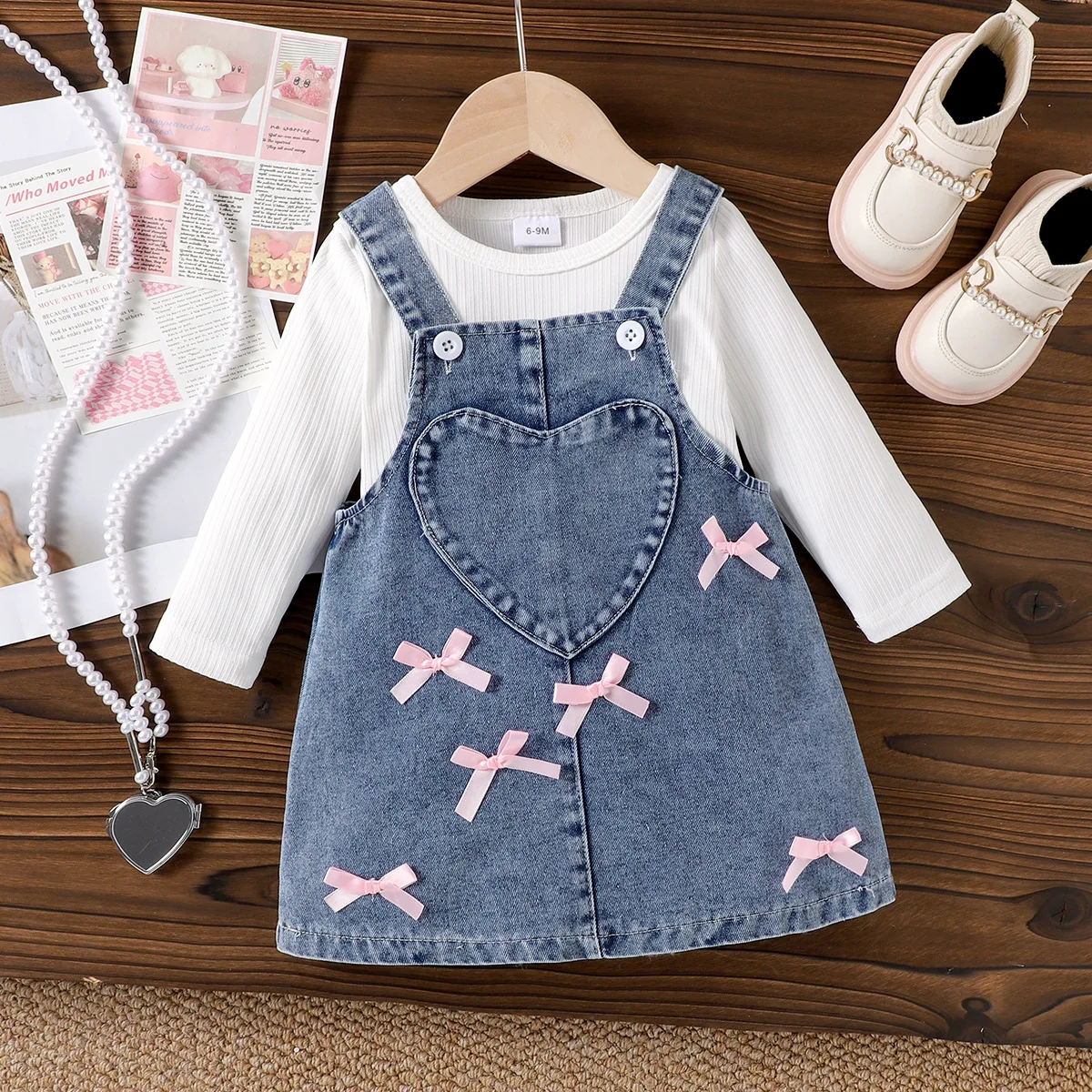 2026 New Spring Autumn Kids Outfit White Long Sleeve Top & Blue Suspender Skirt 2 Piece Set for 6M-3Y
2026 New Spring Autumn Kids Outfit White Long Sleeve Top & Blue Suspender Skirt 2 Piece Set for 6M-3Y