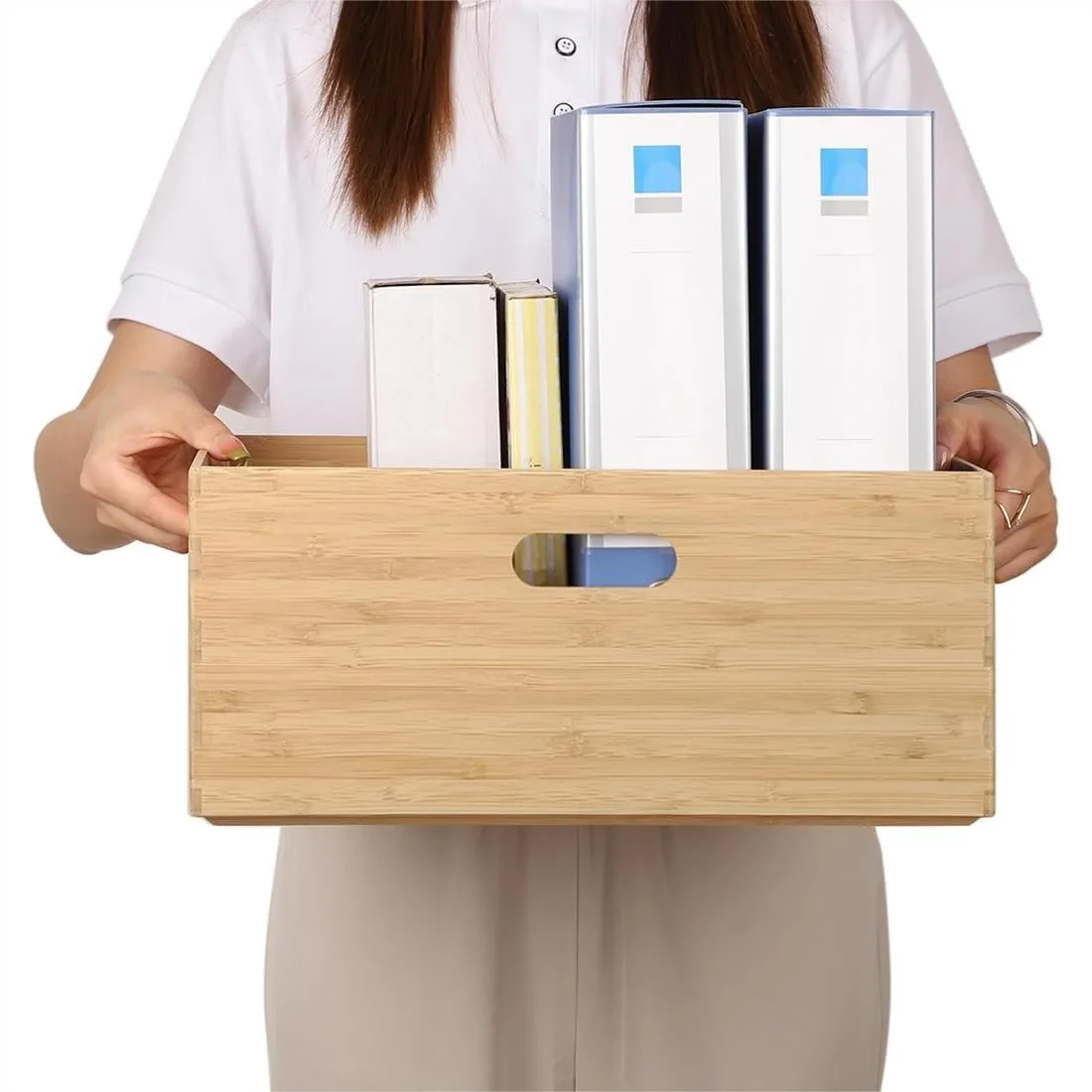 Bamboo Storage Bins with Lids, 14.6x10.2x6.5 Inch Stackable Organizer Box with Handles for Kitchen, Office, Toys, Books
Bamboo Storage Bins with Lids, 14.6x10.2x6.5 Inch Stackable Organizer Box with Handles for Kitchen, Office, Toys, Books