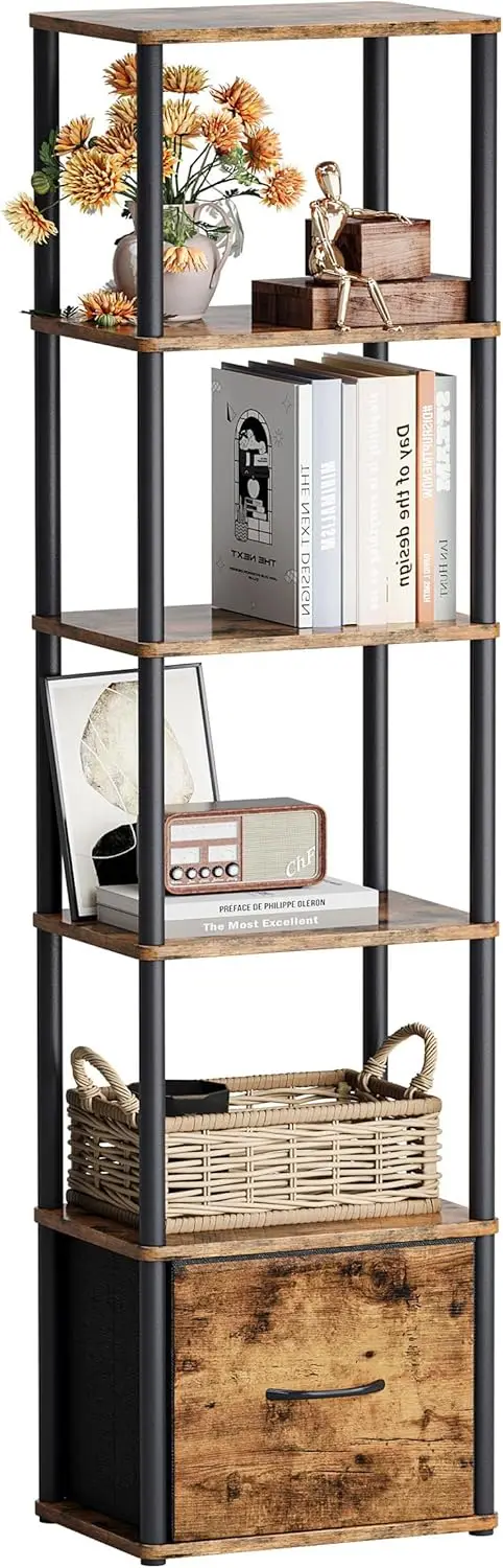 6-Tier Bookshelf with Drawer,Narrow Bookshelves Organizer,Floor Standing Ladder Shelf,Tall Bookcase for Small Space,Book
6-Tier Bookshelf with Drawer,Narrow Bookshelves Organizer,Floor Standing Ladder Shelf,Tall Bookcase for Small Space,Book
