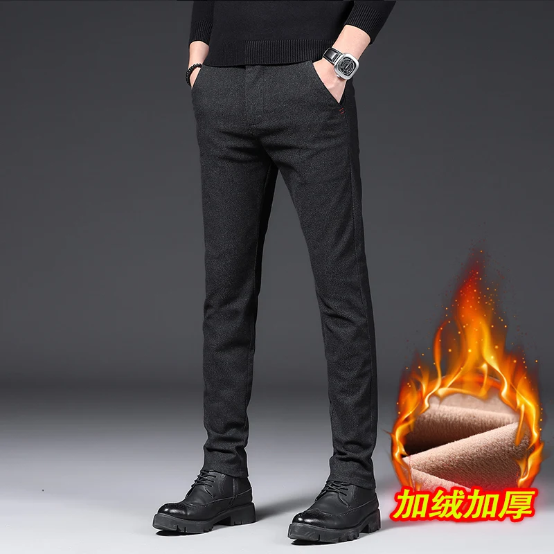 Brand Men's Elastic Straight Suit Pants Winter Thicken Add Velvet Business Office Trousers Simplicity Versatile Casual Pants
Brand Men's Elastic Straight Suit Pants Winter Thicken Add Velvet Business Office Trousers Simplicity Versatile Casual Pants