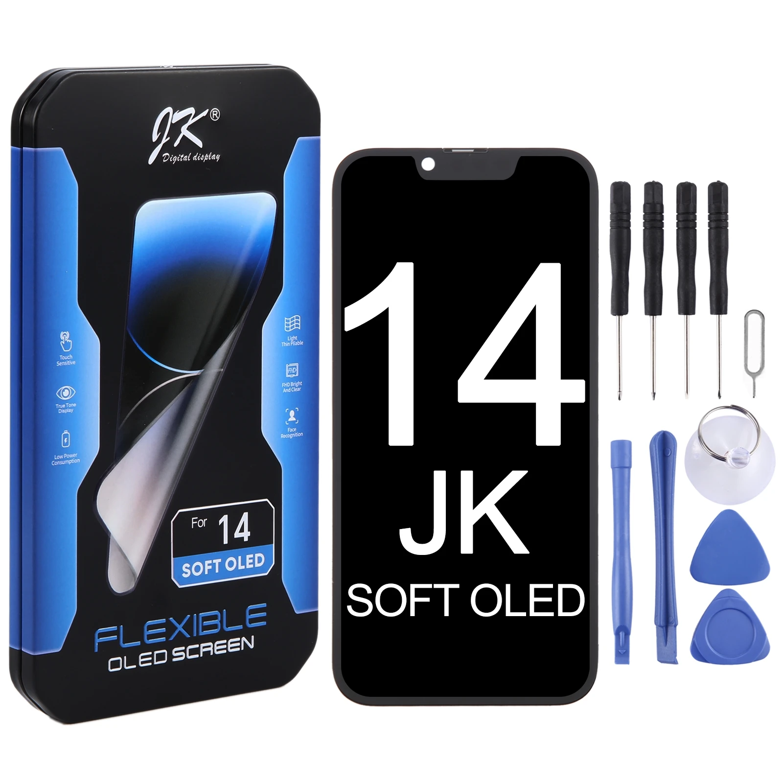 Original JK Brand SOFT OLED Screen LCD Display Replacement for iPhone 14
Original JK Brand SOFT OLED Screen LCD Display Replacement for iPhone 14