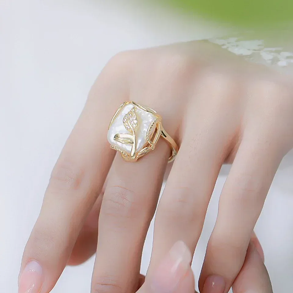 HENGSHENG 14-15mm Big Baroque Freshwater Cultured Pearl Rings for Women Vintage Tree leaf Open Adjustable Rings Jewelry Gift
HENGSHENG 14-15mm Big Baroque Freshwater Cultured Pearl Rings for Women Vintage Tree leaf Open Adjustable Rings Jewelry Gift