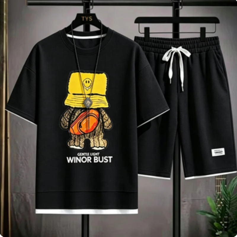 Men's Korean-style short-sleeved T-shirt set, 2026 summer waffle set, men's sports set. Loose and comfortable two-piece set
Men's Korean-style short-sleeved T-shirt set, 2026 summer waffle set, men's sports set. Loose and comfortable two-piece set