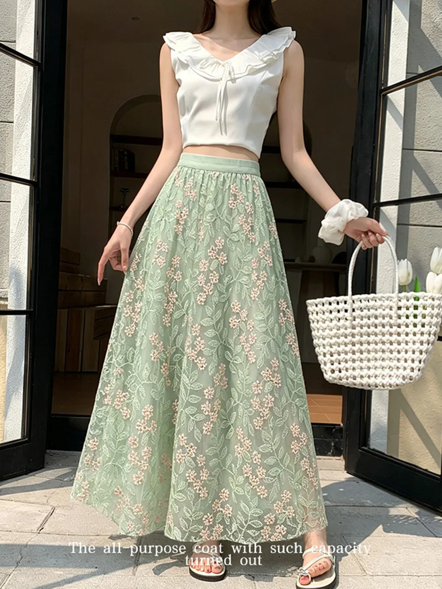 Summer 2026 High-Waisted Slimming Embroidered Tulle Midi Skirt for Women A-Line Wide-Skirted Gown Quality
Summer 2026 High-Waisted Slimming Embroidered Tulle Midi Skirt for Women A-Line Wide-Skirted Gown Quality