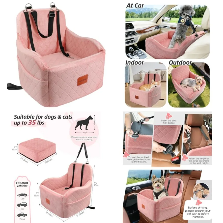 Dog Booster Car Seat for Small/Medium Dogs, Soft Puppy Portable Car Seat with Elevated Cushion, Fits in Front/Back Seat, Fully
Dog Booster Car Seat for Small/Medium Dogs, Soft Puppy Portable Car Seat with Elevated Cushion, Fits in Front/Back Seat, Fully