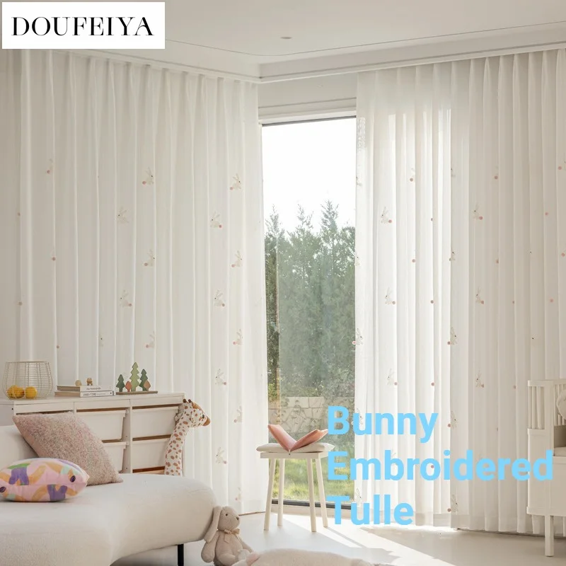 Children's White Tulle Gauze Curtains Living Room Bedroom Window Screens Embroidered Bunny Window Custom Size Fashion Elegant
Children's White Tulle Gauze Curtains Living Room Bedroom Window Screens Embroidered Bunny Window Custom Size Fashion Elegant