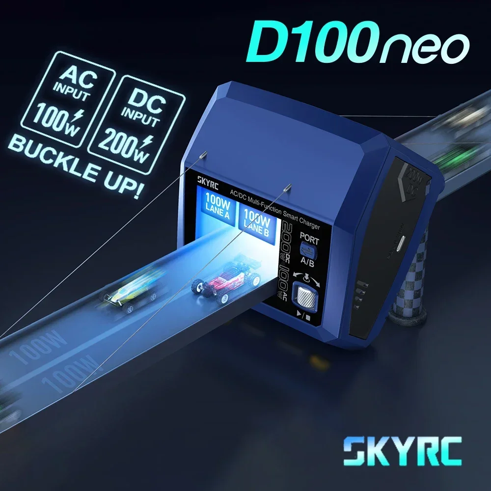 D100neo SKYRC умное зарядное устройство AC100W DC200W для 1-6S LiPo/LiFe/LiIon/LiHV батареи RC модель автомобильные аксессуары
D100neo SKYRC умное зарядное устройство AC100W DC200W для 1-6S LiPo/LiFe/LiIon/LiHV батареи RC модель автомобильные аксессуары