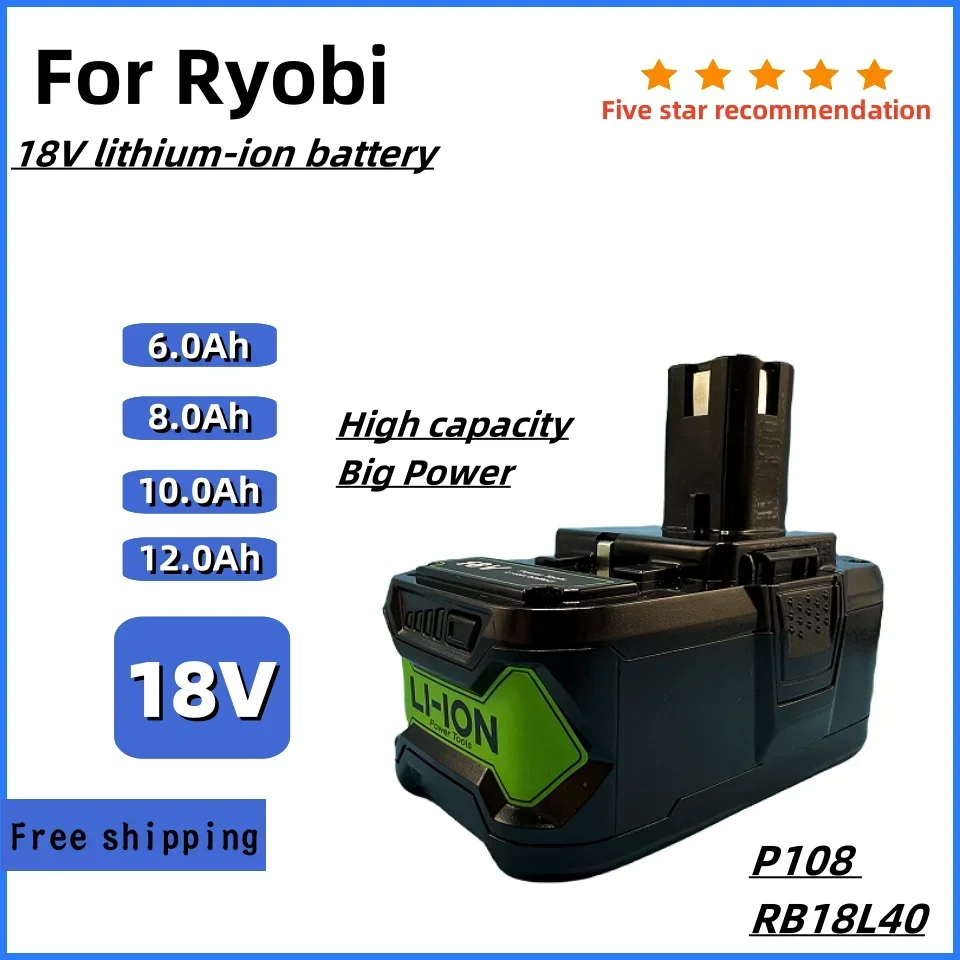 8.0/6.0Ah 18V Li-ion Rechargeable Battery for Ryobi ONE+ P108 P107 P122 P104 P105 P102 P103 P109 RB18L25 RB18L40 Cordless drills
8.0/6.0Ah 18V Li-ion Rechargeable Battery for Ryobi ONE+ P108 P107 P122 P104 P105 P102 P103 P109 RB18L25 RB18L40 Cordless drills