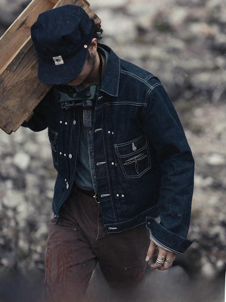Slim Fit Indigo 5OZ Selv American Vintage Miner MJ Accordion Fold Denim Jaet Mbbcar Youth Autumn Winter Outerwear
Slim Fit Indigo 5OZ Selv American Vintage Miner MJ Accordion Fold Denim Jaet Mbbcar Youth Autumn Winter Outerwear