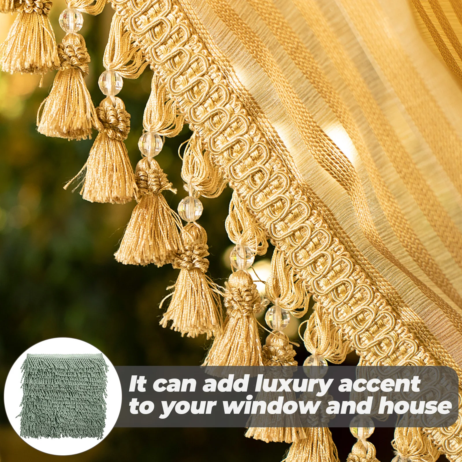 1 Roll Curtain Tassel Fringe Trim Polyester Silk DIY Sewing Decorative Border for Curtains Sofa Home Accessories 
1 Roll Curtain Tassel Fringe Trim Polyester Silk DIY Sewing Decorative Border for Curtains Sofa Home Accessories