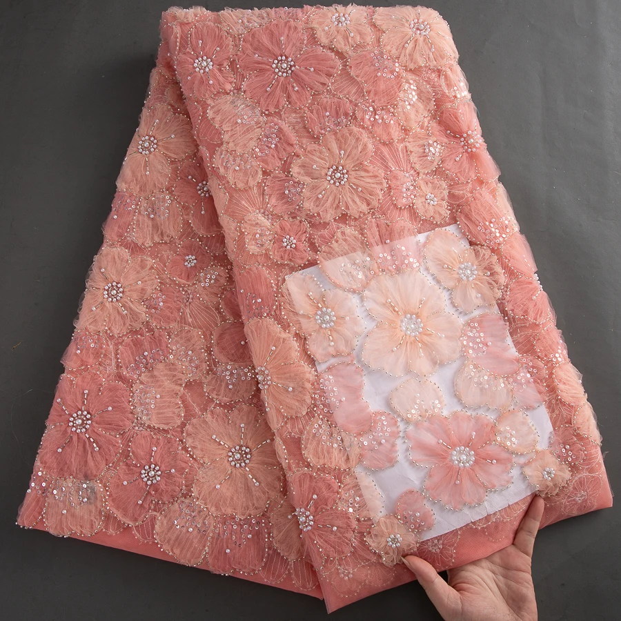 African 3D Floral Tulle Lace Fabric - Embroidered French Mesh Lace With Beaded and Sequins For Bridal, Evening Gowns & Décor
African 3D Floral Tulle Lace Fabric - Embroidered French Mesh Lace With Beaded and Sequins For Bridal, Evening Gowns & Décor