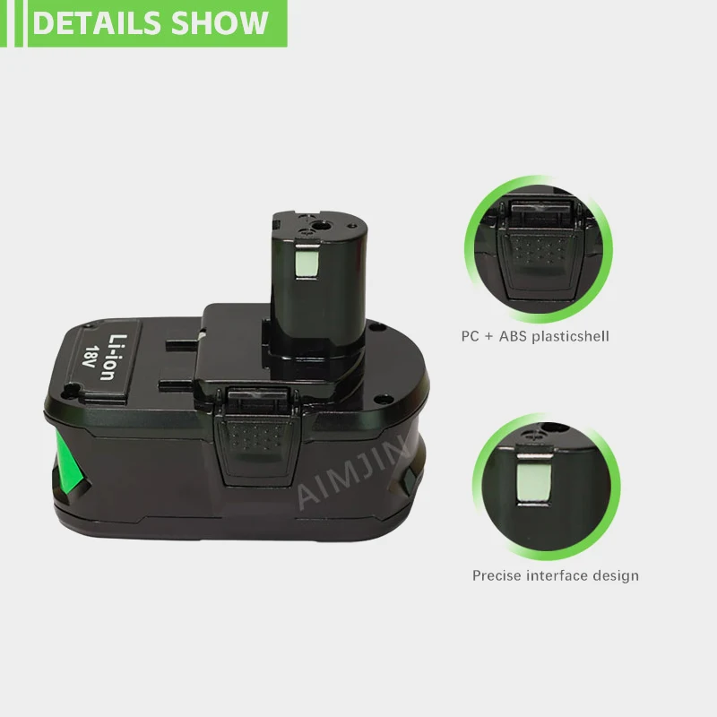 For RYOBI P108 18V battery For RYOBI 18V 6.0Ah 18650 Power Tools Lithium-Ion Battery Power Tools P104 P107 RB18L50 RB18L20
For RYOBI P108 18V battery For RYOBI 18V 6.0Ah 18650 Power Tools Lithium-Ion Battery Power Tools P104 P107 RB18L50 RB18L20