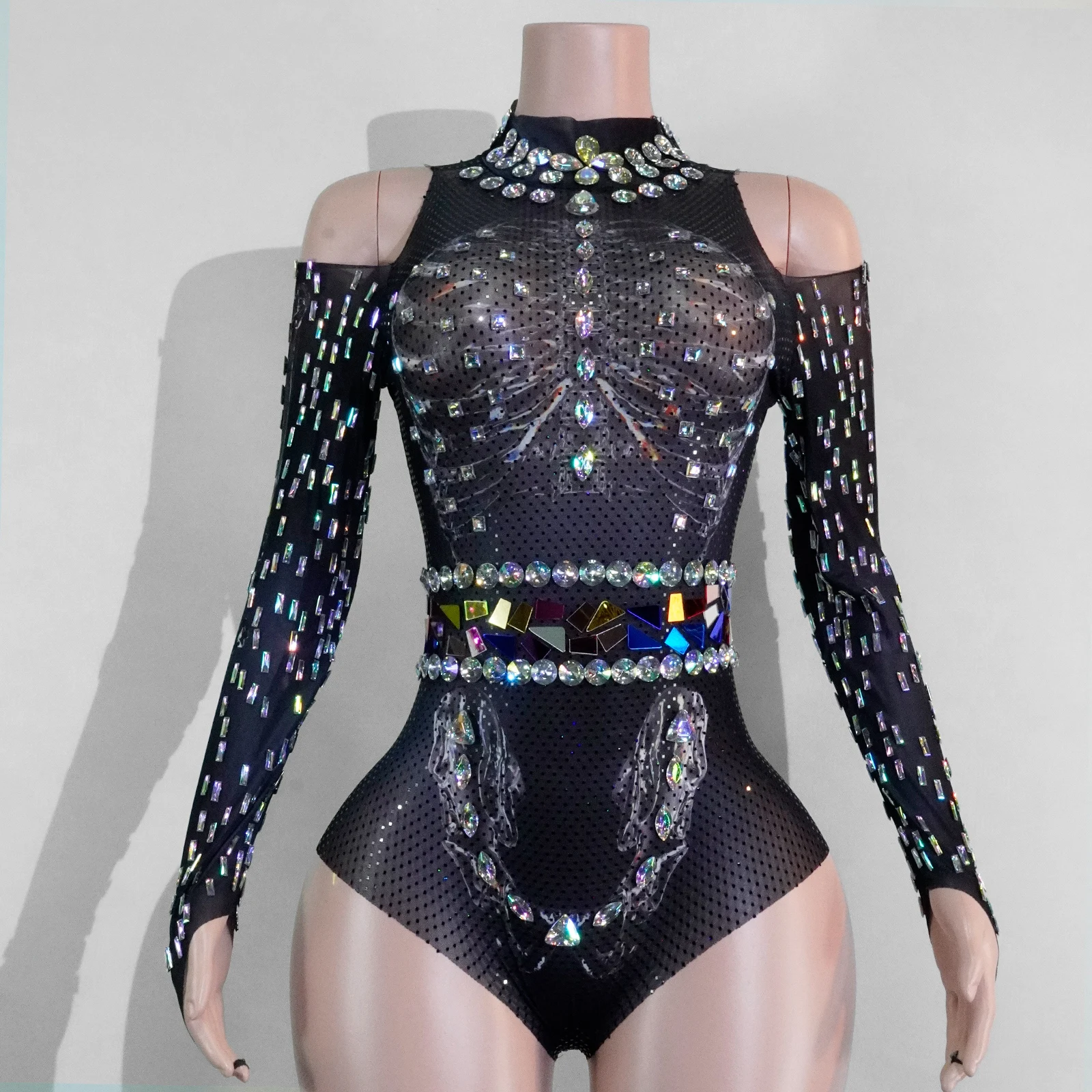 Sparkly Rhinestone Mesh See-Through Mesh Leotard Bodysuit Skull Print Team Halloween Nightclub Stage Party Drag Queen Outfit
Sparkly Rhinestone Mesh See-Through Mesh Leotard Bodysuit Skull Print Team Halloween Nightclub Stage Party Drag Queen Outfit