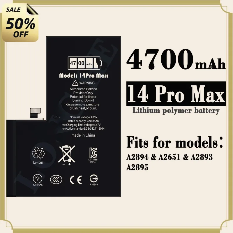 4700mAh Battery for IPhone 14 Pro Max Mobile Phone Batteries High Quality Replacement
4700mAh Battery for IPhone 14 Pro Max Mobile Phone Batteries High Quality Replacement