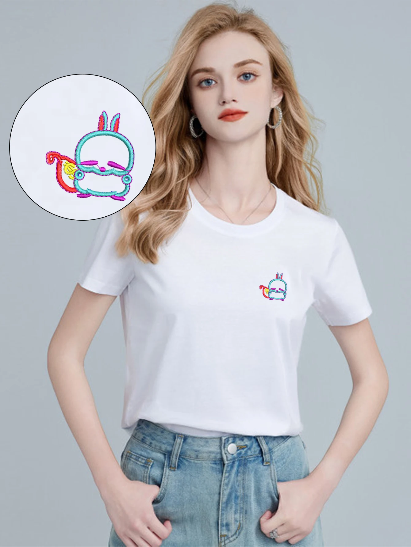 New! Ladies' Plus Size Spring/Summer Colorful Rabbit with Fortune Embroidery T-shirt – Black/White Fashion Sport Fit
New! Ladies' Plus Size Spring/Summer Colorful Rabbit with Fortune Embroidery T-shirt – Black/White Fashion Sport Fit