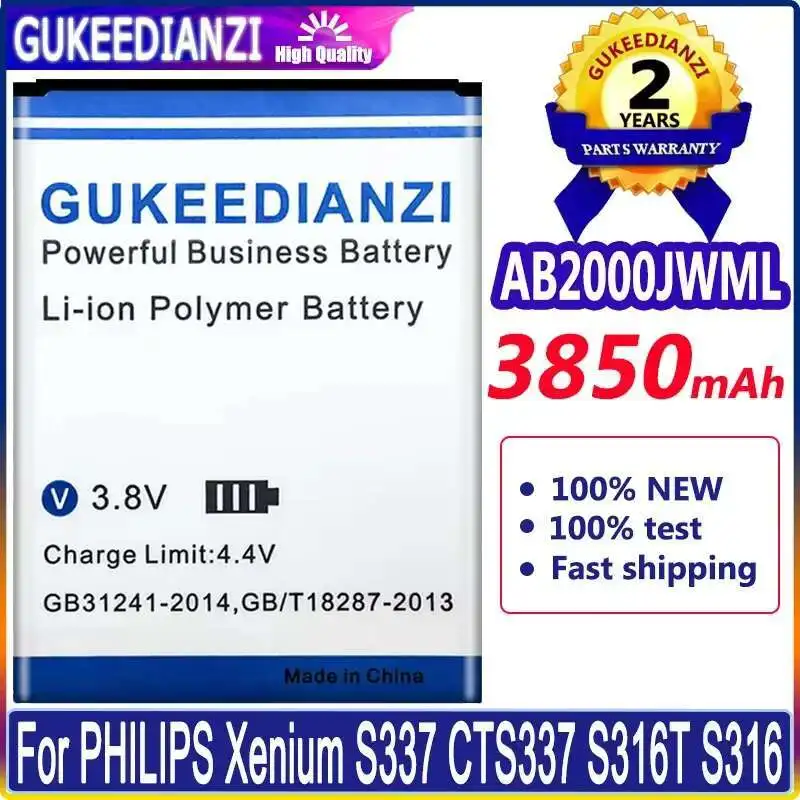 For Philips Xenium S337 CTS337 S316T S316 3850mAh AB2000JWML Reliable Power Mobile Phone Battery
For Philips Xenium S337 CTS337 S316T S316 3850mAh AB2000JWML Reliable Power Mobile Phone Battery