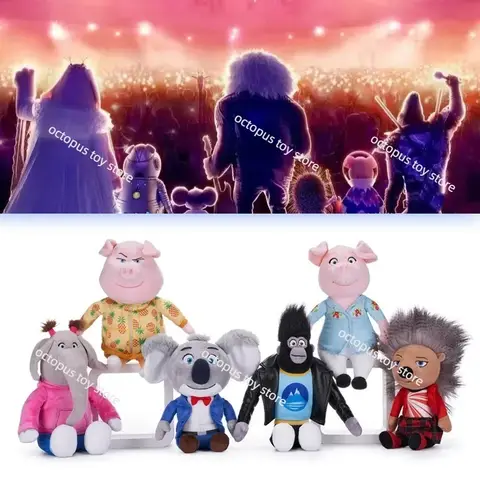 Anime SING 2 Animal Plush Toy Funny 12inch JOHNNY ROSITA MEE NA BUSTER MR. Pig Ms. Hedgehog Mr. Koala Stuffed Doll Toy Gifts