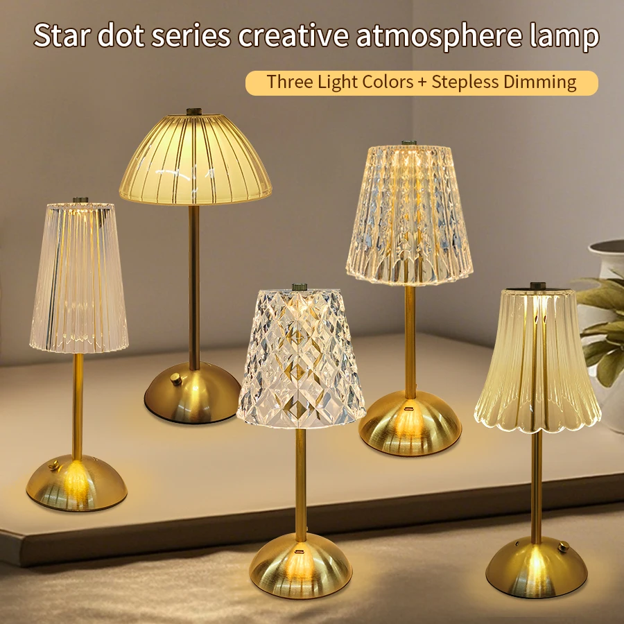 LED Crystal Table Lamp Touch Sensor Desk Light Rechargeable 3 Colors Dimmable For Bar Hotel Bedroom Ambient Decor Lighting
LED Crystal Table Lamp Touch Sensor Desk Light Rechargeable 3 Colors Dimmable For Bar Hotel Bedroom Ambient Decor Lighting