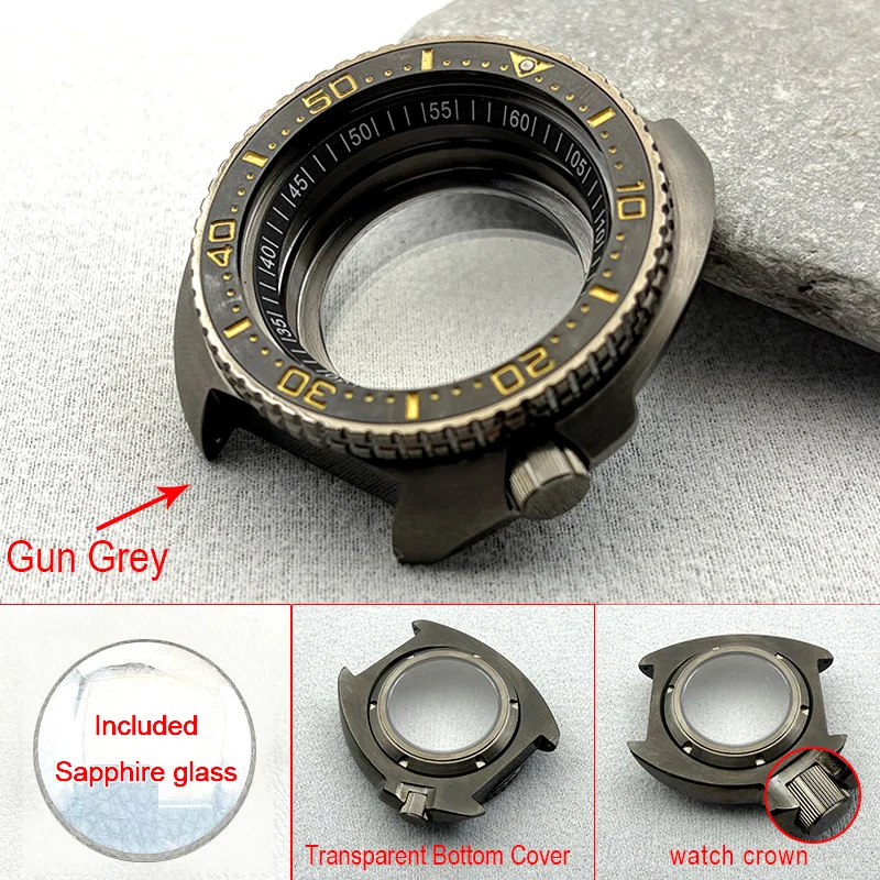 44mm Gun Grey Mod 6105 6309 Turtle Abalone Watch Case Crown at 4.1 Fits 7S 4R NH35 Movement Men's Diving Watch Case Custom
44mm Gun Grey Mod 6105 6309 Turtle Abalone Watch Case Crown at 4.1 Fits 7S 4R NH35 Movement Men's Diving Watch Case Custom