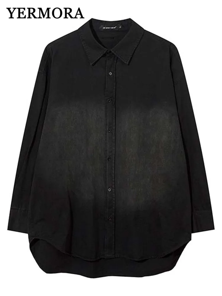 YERMORA Black Denim Big Size Casual Blouse For Women Lapel Long Sleeve Loose Fit Shirt Fashion Tide Spring Autumn 2025 New A433
YERMORA Black Denim Big Size Casual Blouse For Women Lapel Long Sleeve Loose Fit Shirt Fashion Tide Spring Autumn 2025 New A433