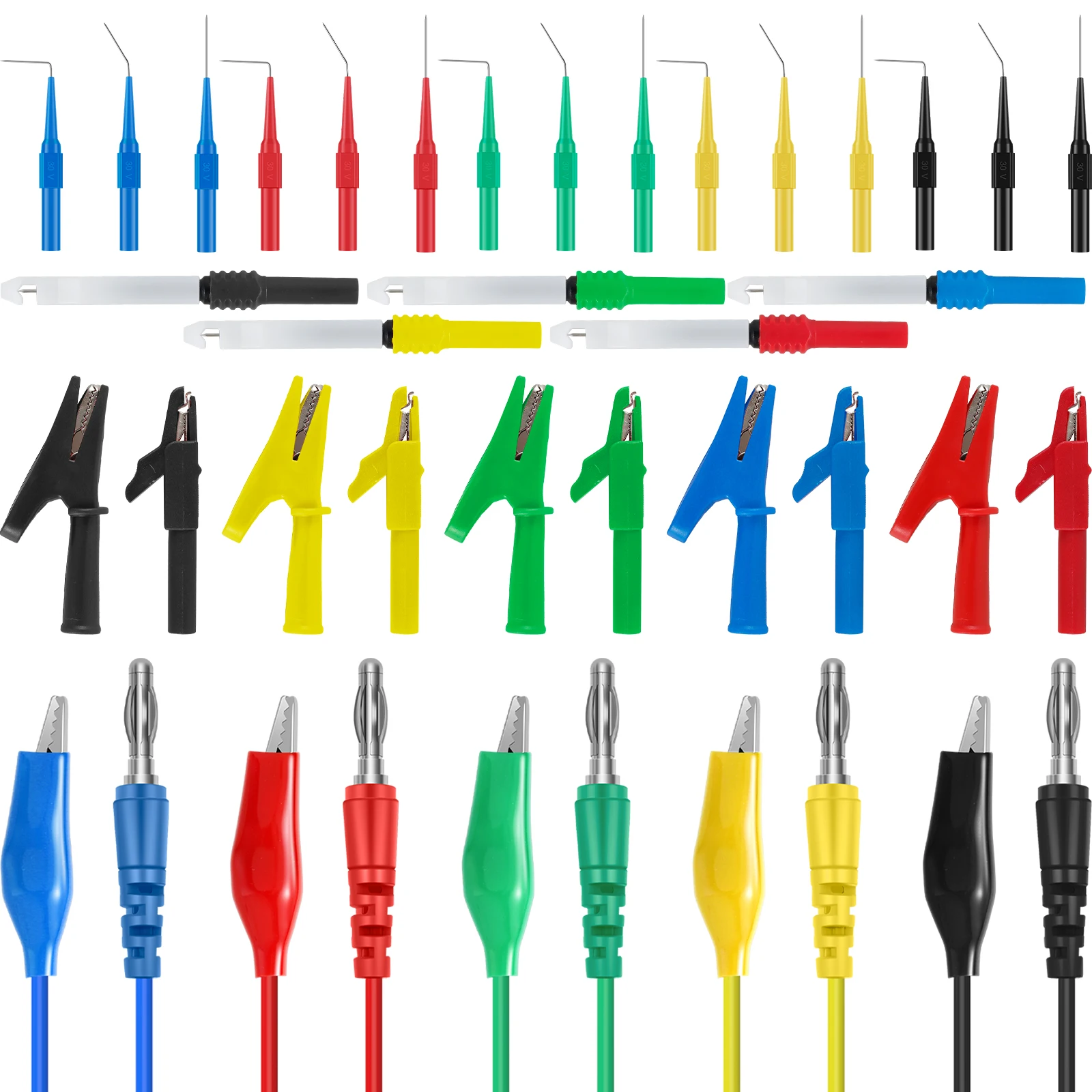 35 шт. комплект заднего зонда, портативная вилка типа «банан» к зажиму «крокодил», комплект медных тестовых проводов, прочный штифт заднего зонда с 3 углами
35 шт. комплект заднего зонда, портативная вилка типа «банан» к зажиму «крокодил», комплект медных тестовых проводов, прочный штифт заднего зонда с 3 углами