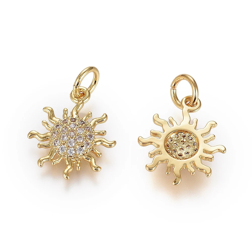 10pcs Sun Shape Brass Micro Pave Cubic Zirconia Pendants Real 18K Gold Plated for Earrings Necklace Keychain DIY Making Supplies
10pcs Sun Shape Brass Micro Pave Cubic Zirconia Pendants Real 18K Gold Plated for Earrings Necklace Keychain DIY Making Supplies