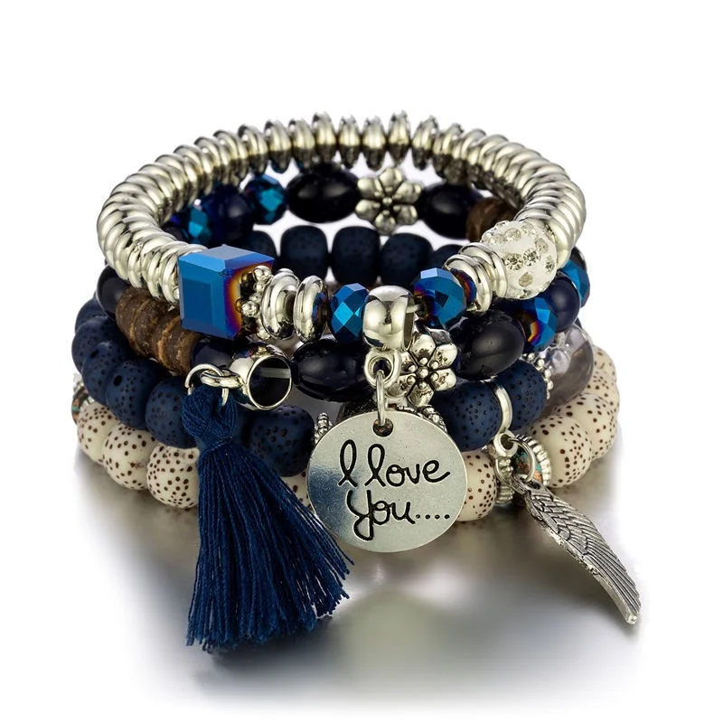 2025 Summer New Bohemian Style Stone Beads Chain Bracelet Set For Women I Love You Letter Feather Tassel Charm Bangle Girls
2025 Summer New Bohemian Style Stone Beads Chain Bracelet Set For Women I Love You Letter Feather Tassel Charm Bangle Girls