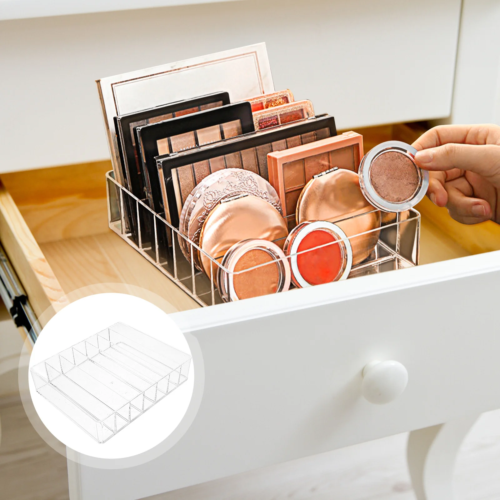 Multi-Layer Eyeshadow Holder Organizer Compact Acrylic Organizer for Makeup Palettes and Lipstick Storage
Multi-Layer Eyeshadow Holder Organizer Compact Acrylic Organizer for Makeup Palettes and Lipstick Storage