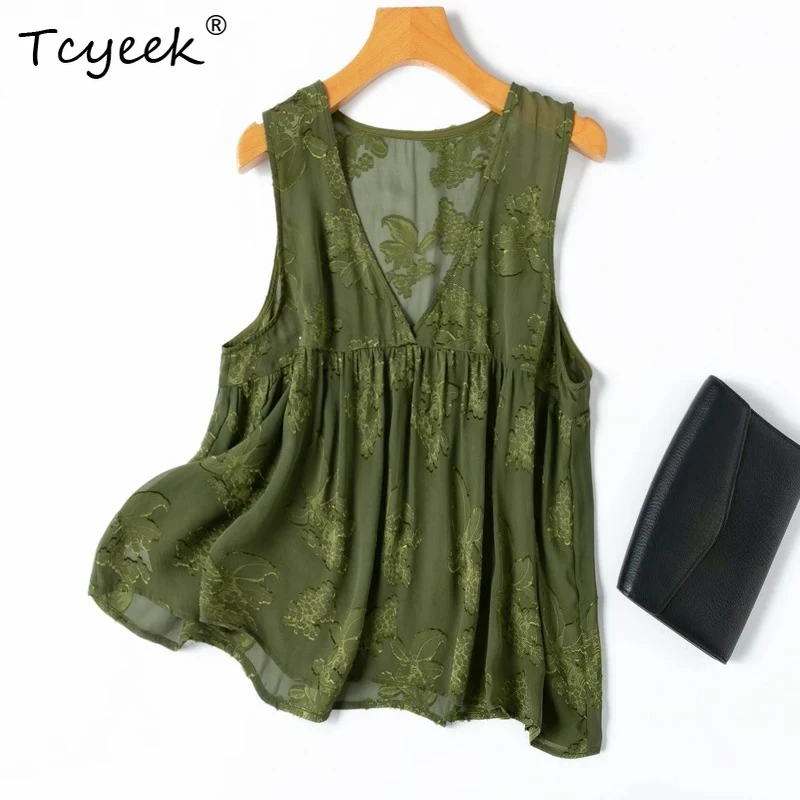 Tcyeek 100% Real Silk Tops for Women 2026 Spring Summer Exquisite Jacquard Loose Layered Tank Top Female Clothes Tops De Mujer
Tcyeek 100% Real Silk Tops for Women 2026 Spring Summer Exquisite Jacquard Loose Layered Tank Top Female Clothes Tops De Mujer